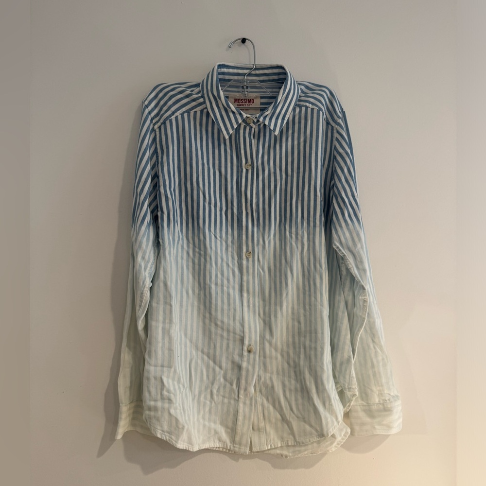 Mossimo Supply Co. Boyfriend Fit Ombre Stripe Button-Down Shirt Size Small